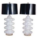 Vintage Murano Four Tiered Lamps in White and Clear