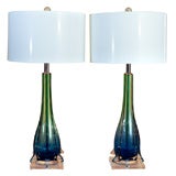 Archimede Seguso - Vintage Murano Table Lamps With Bubbles and Fins