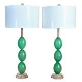 Barovier & Toso Stacked Egg Lamps in Lime Mint
