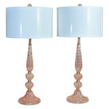 Barovier & Toso Pink Champagne Four Piece Vintage Murano Lamps