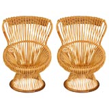 Pair of Franco Albini rattan Margherita chairs