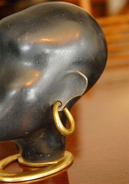 Bronze Hagenauer  deco african woman bronze head  signed