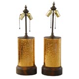 Pair of Gold Ceramic Lamps