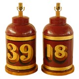 Pair of Old Tole Tea Canister Lamps