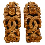 Antique Pair of Old  Gilded Wood Carvings