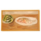 Fish And Squash oil painting by California artist A. Schifrin