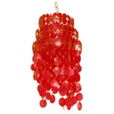 Mid-Century Red Capiz Shell Chandelier Mid-Century Red Capiz Shell Chandelier