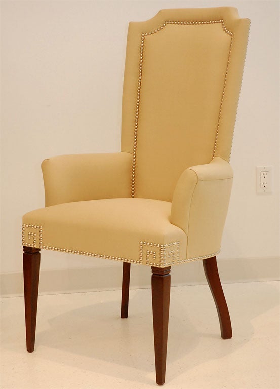Mid-20th Century Unique Set of 14 Upholstered Dining Chairs with Nickel Head Trim