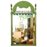 Fanciful Faux Malachite Mirror with Finials