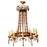 Mid Century Wood Beaded Chandelier