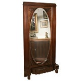 Huge- French Art Deco Carved Mahogany Mirror