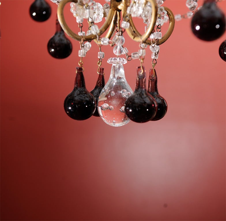 Italian Wrought Iron & Crystal Chandelier