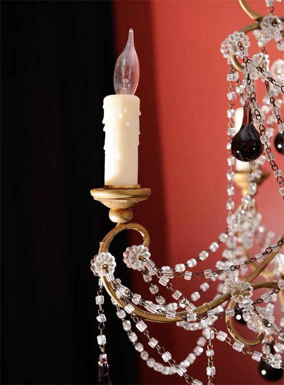Wrought Iron & Crystal Chandelier 1