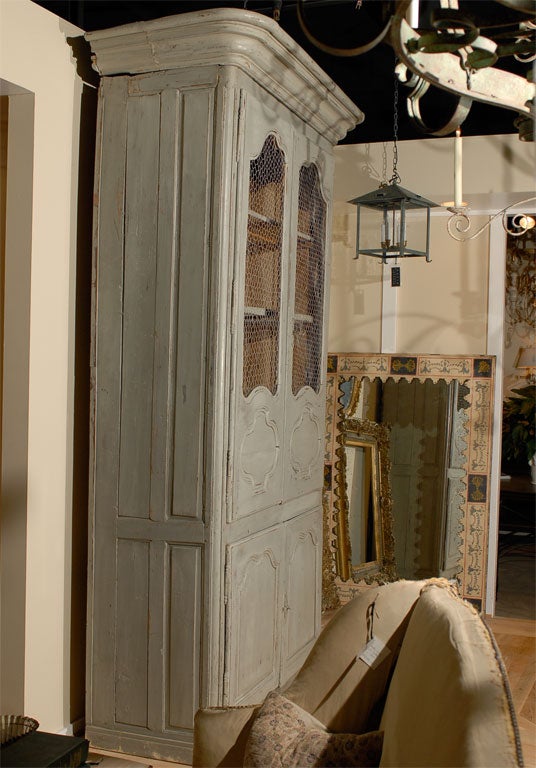 Painted Four-Door Armoire w/ Chicken Wire