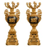 Pair of Black & Gold Candelabra