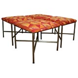 Vintage Two Pairs of Steel X-Form Stools with Indian Fabric