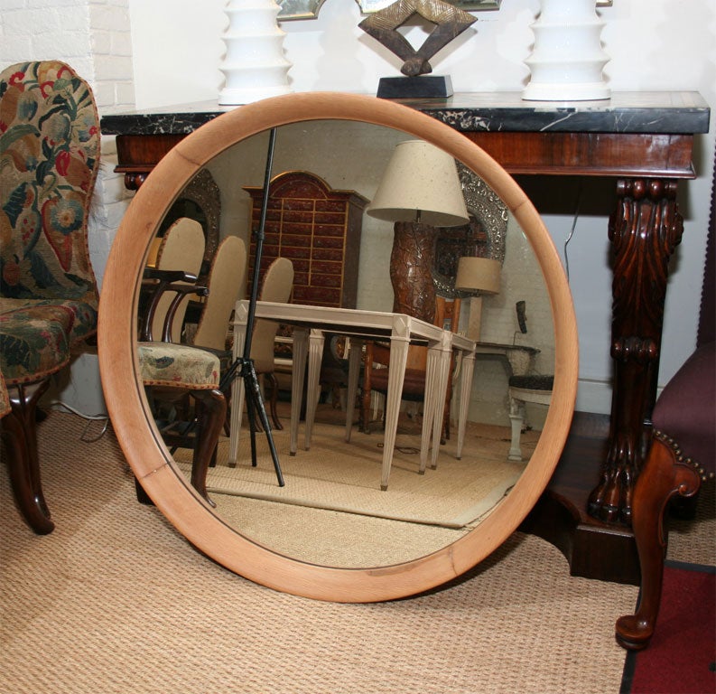 Circular Oak Mirror