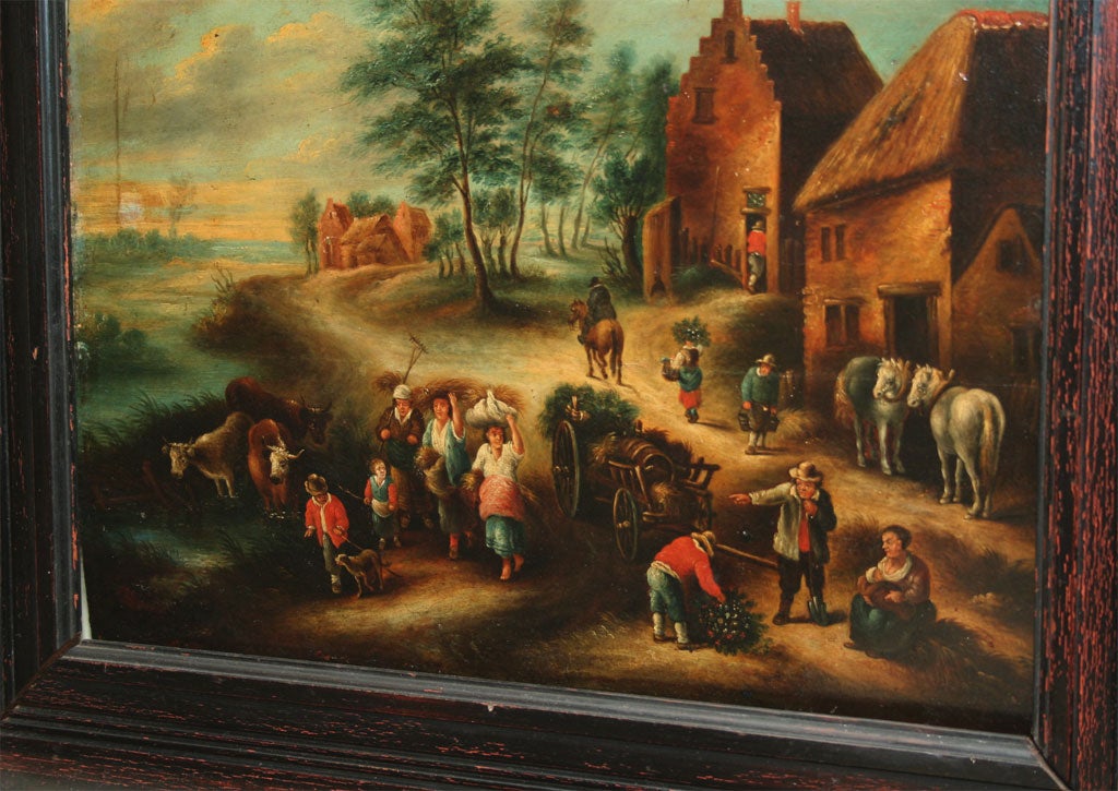 Flemish School, Country Scene, Oil on Board In Good Condition For Sale In New York, NY