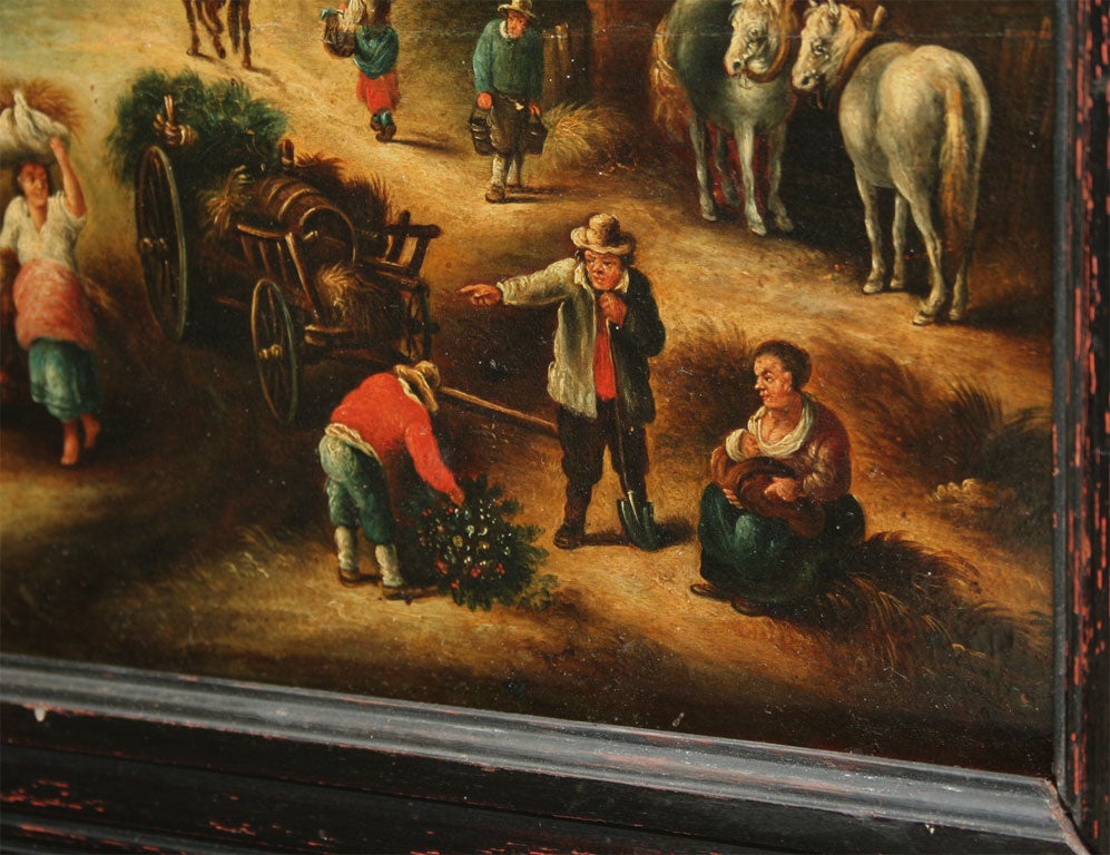 18th Century and Earlier Flemish School, Country Scene, Oil on Board For Sale