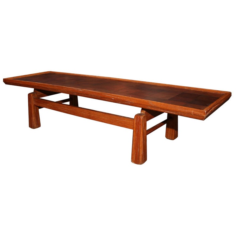 Leather Patchwork Top Cocktail Table by Ranch Oak For Sale at 1stDibs