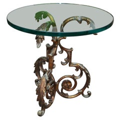Gold Tole and Glass Side Table
