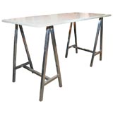 Aluminum and Marble Saw Horse Desk