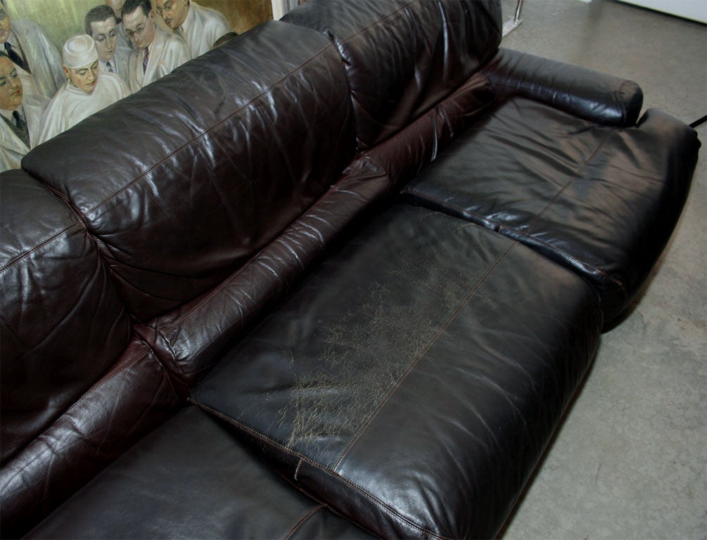 Leather Jerome Perez Three Seater Sofa For Sale