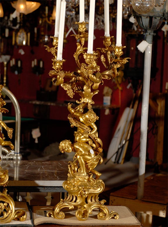 19th Century Gilt bronze garniture set For Sale