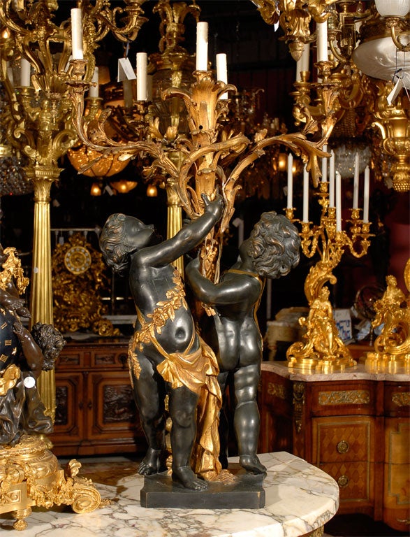 French Pair of Five-Light Candelabra, circa 1900 For Sale