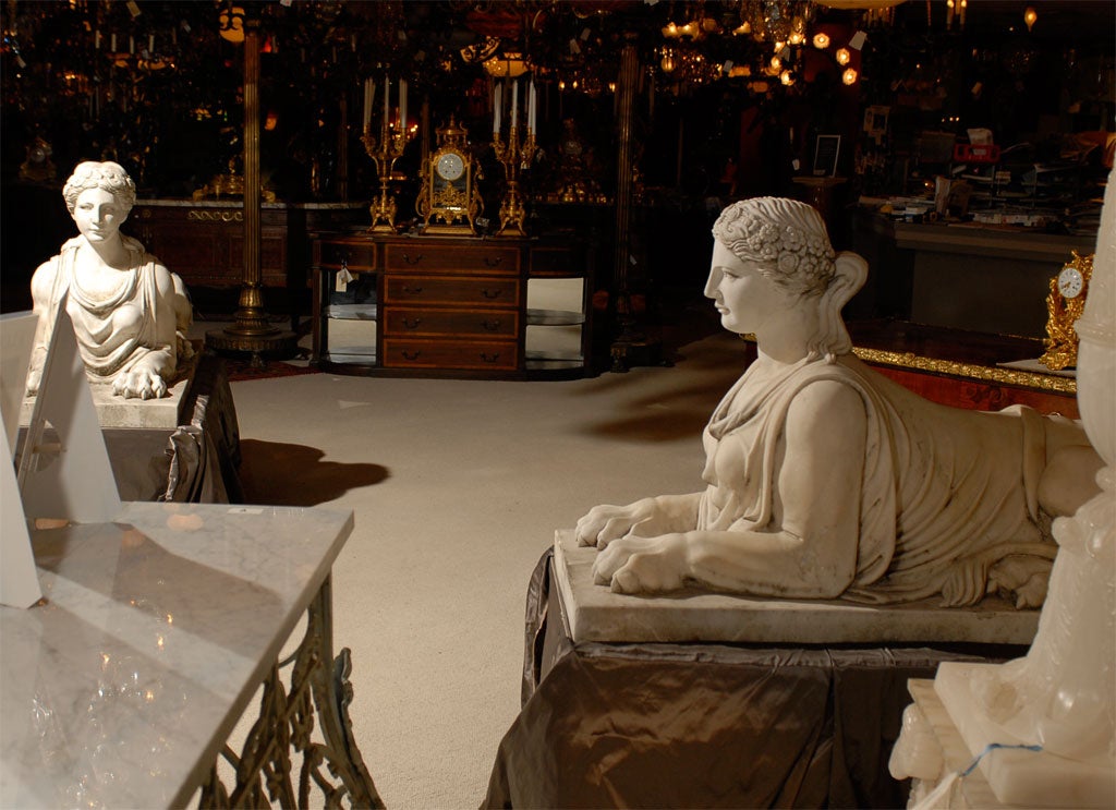 Pair of Carrera marble sphinxes 2