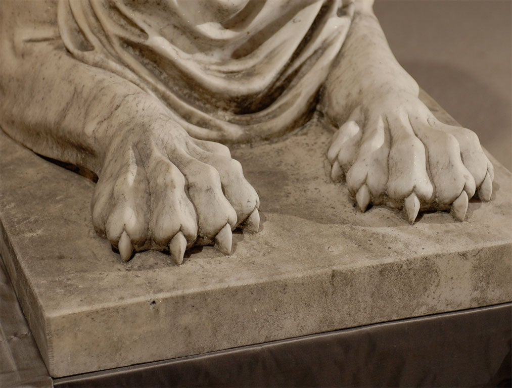 Pair of Carrera marble sphinxes 5