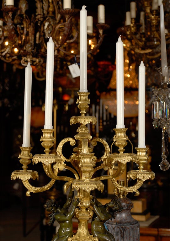 Bronze Magnificent pair of candelabra For Sale