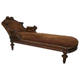 Antique Italian Fainting Chaise Lounge with Heavily Carved Details