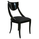 Pair of Black Lacquer Deco Inspired Side Chairs