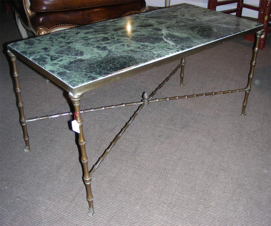 Mid-20th Century 1950s Coffee Table in Bronze and Marble For Sale