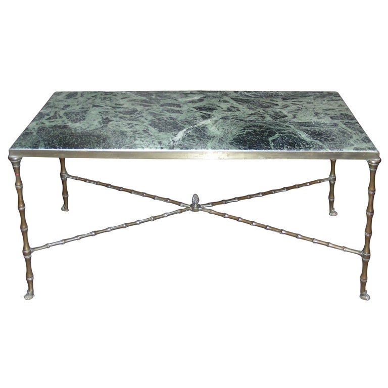 1950s Coffee Table in Bronze and Marble For Sale