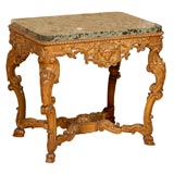 18th C. Fine Quality French Regency Carved Table w/ Marble Top