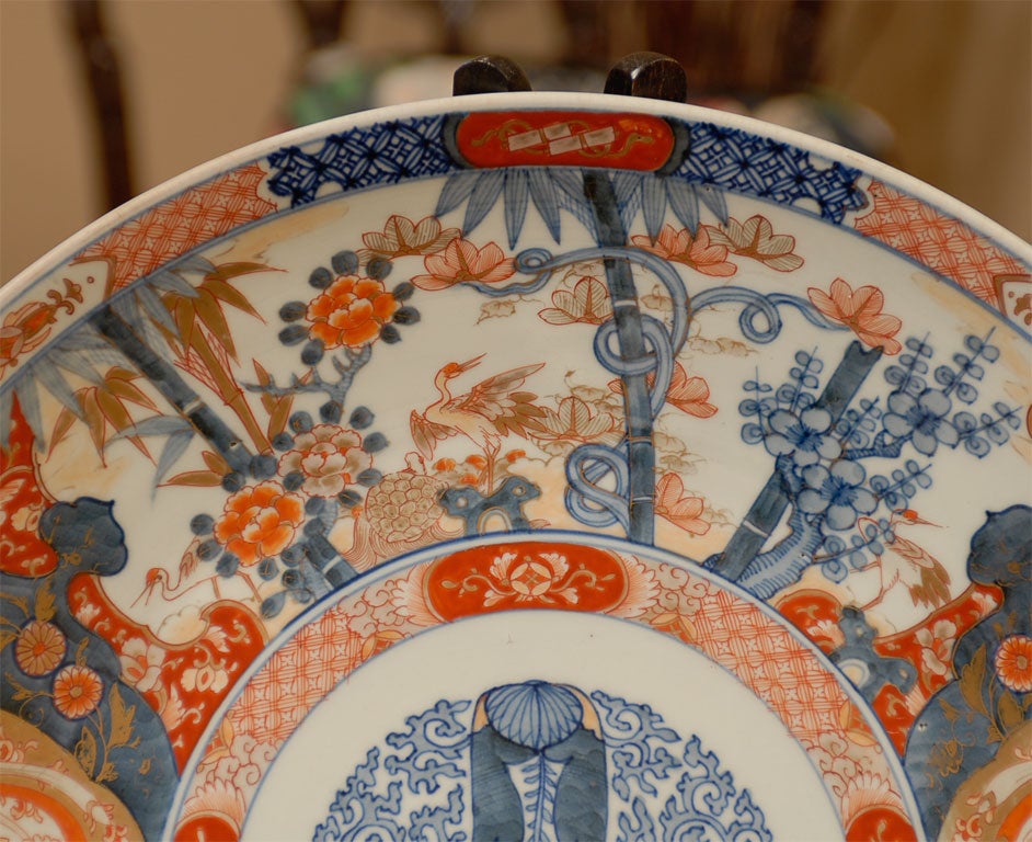Chinese 19th C.  Imari Porcelain Charger w/ floral & pheasant decoration