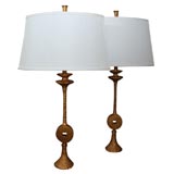 Exceptional pair of bronze  lamp in the style of Giacometti