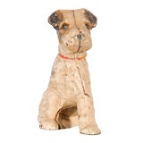 EARLY 20THC ORIGINAL PAINTED JACK RUSSEL TERIOR  IRON BANK
