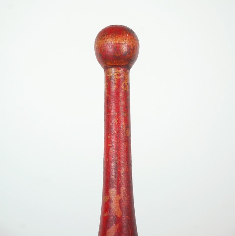 American 19th Century Original Red Painted  Juggling Pins from New England