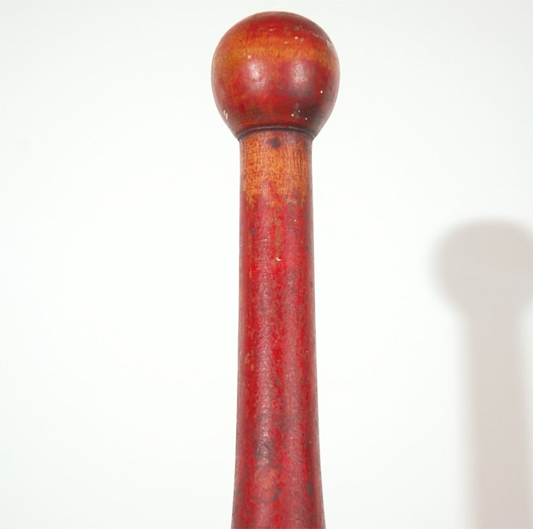 19th Century Original Red Painted  Juggling Pins from New England 1