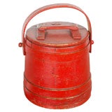 19THC BITTERSWEET SUGAR BUCKET W/ ATTACHED HINGED LID