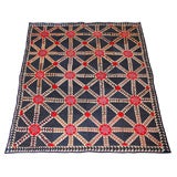 EARLY & RARE FLYING GEESE 19THC GEOMETRIC QUILT