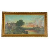 19THC ORIGINAL OIL PAINTING W/ORIGINAL FRAME SIGNED & DATED 1915