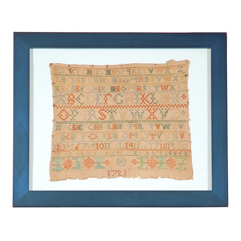 RARE 
EARLY DATED 1723 CHILDS SAMPLER