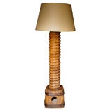 Antique A French Press Turn Lamp with Custom Shade, Circa 1860