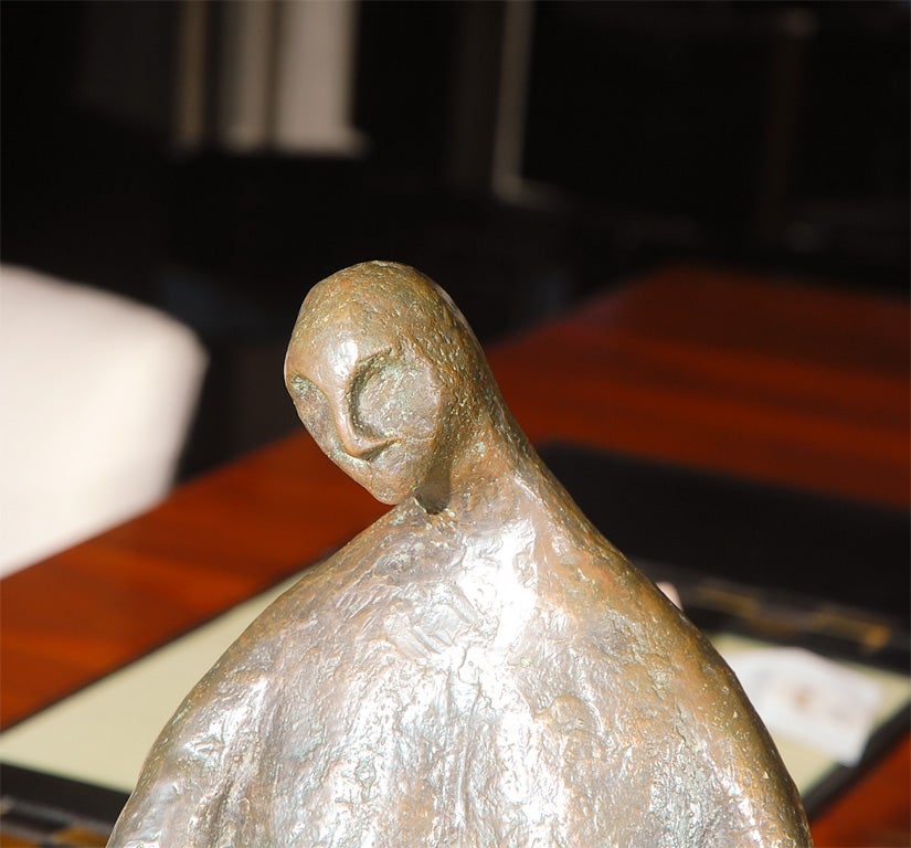 Mid-Century Modern Mother and Child Bronze Sculpture by M. Holmes For Sale