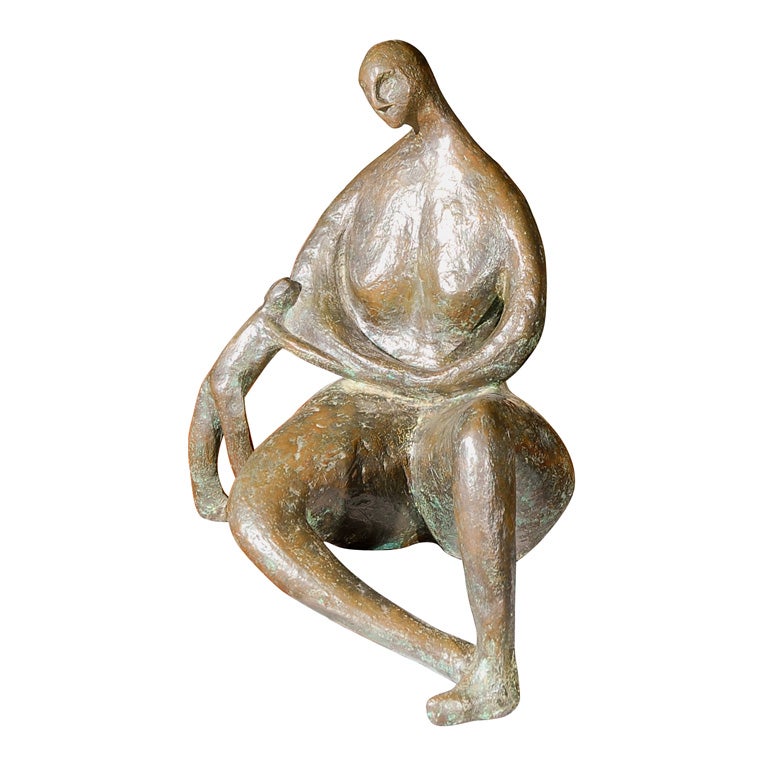 Mother and Child Bronze Sculpture by M. Holmes