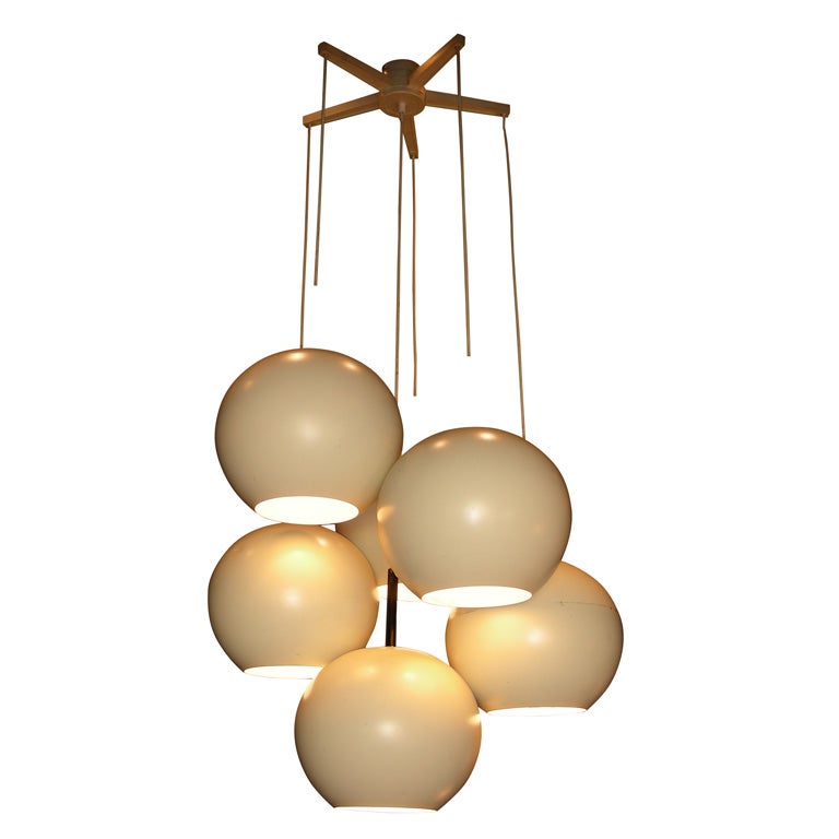1970s German White Chandelier For Sale